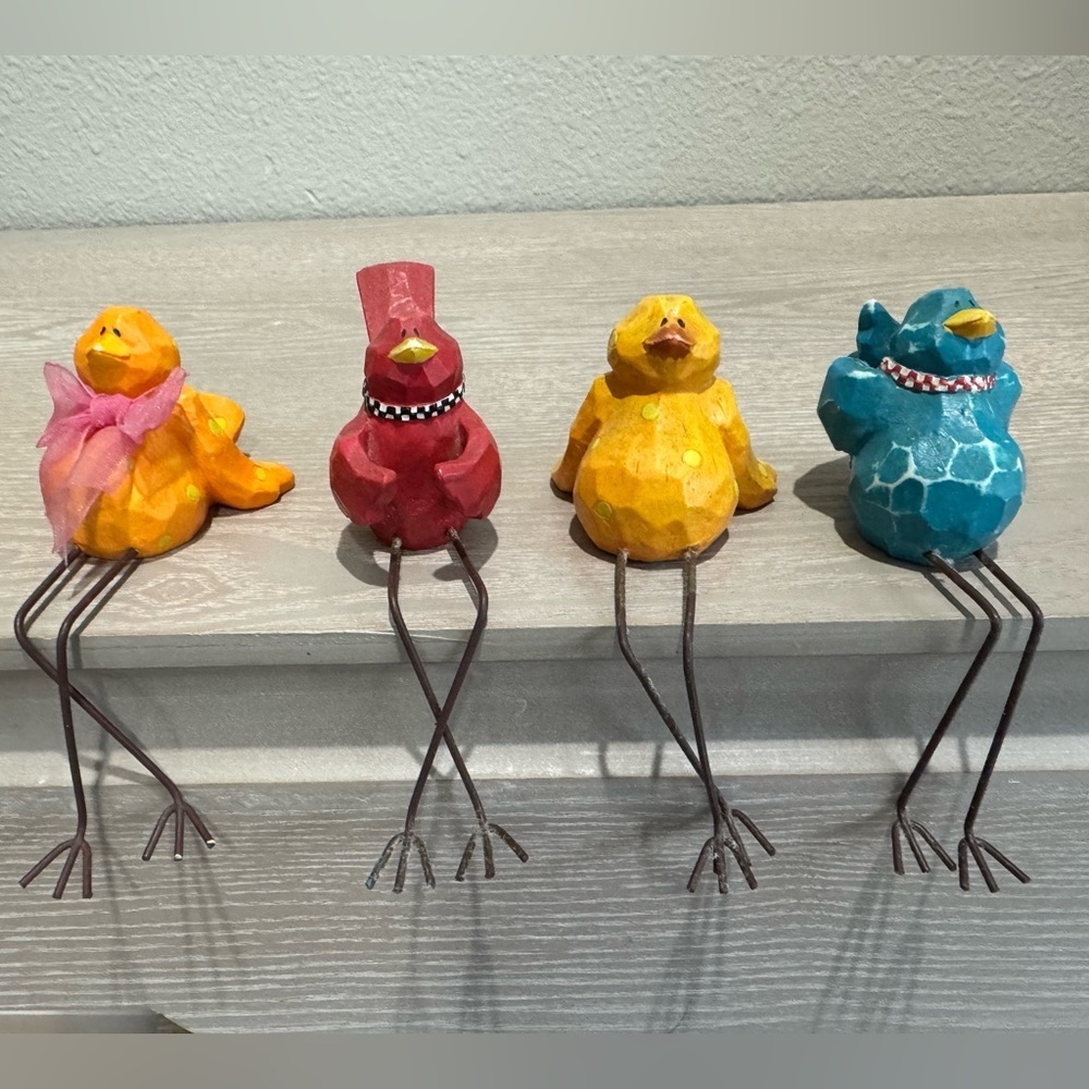 Russ Vintage Edge-Sitting Bird Figures lot of 4